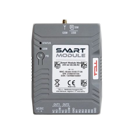 TELL Smart-Module-Mini Smart Module Mini 4G kommunikátor, 6 zónabemenet, 2 relés kimenet, DIN sínre szerelhető