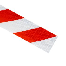   YLI TB-REF-rdwh Figyelemfelkeltő (veszélyt jelző) öntapadó csík - vörös/fehér - 500 x 50mm