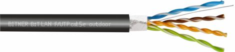 Bitner TI0051-100 F/UTP kültéri kábel, cat5e, 200 MHz, PE köpeny, 100 m/tekercs