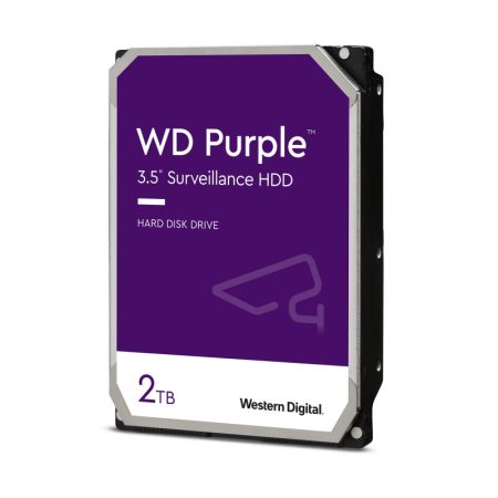 Western Digital WD23PURZ WD Purple, 2 TB biztonságtechnikai merevlemez, 24/7 alkalmazásra, nem RAID kompatibilis