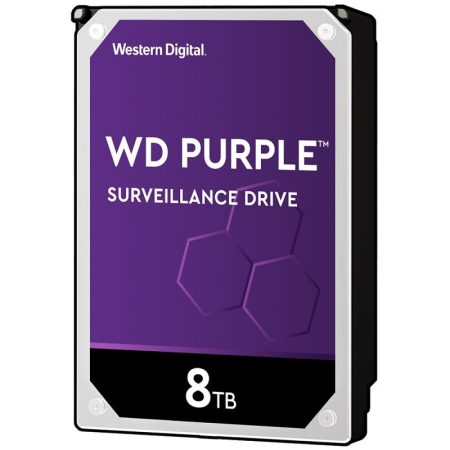 Western Digital WD85PURZ WD Purple, 8 TB biztonságtechnikai merevlemez, 24/7 alkalmazásra, 256MB cache, nem RAID kompatibilis
