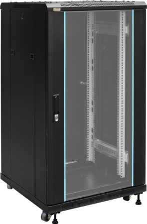 Pulsar ZRS2266 19" 22U 600x600 álló rack szekrény, készre szerelt, fekete