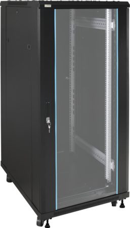 Pulsar ZRS2768 19" 27U 600x800 álló rack szekrény, készre szerelt, fekete