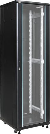 Pulsar ZRS4266 19" 42U 600x600 álló rack szekrény, készre szerelt, fekete